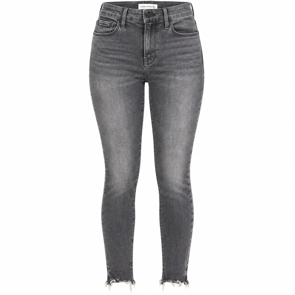 Good American Washed Black Charcoal Raw Hem Jeans – Size 4/27